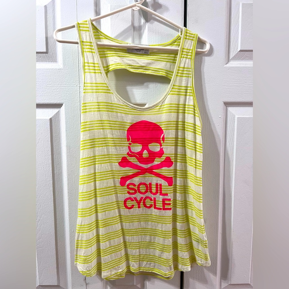 SoulCycle open back stripped tank top